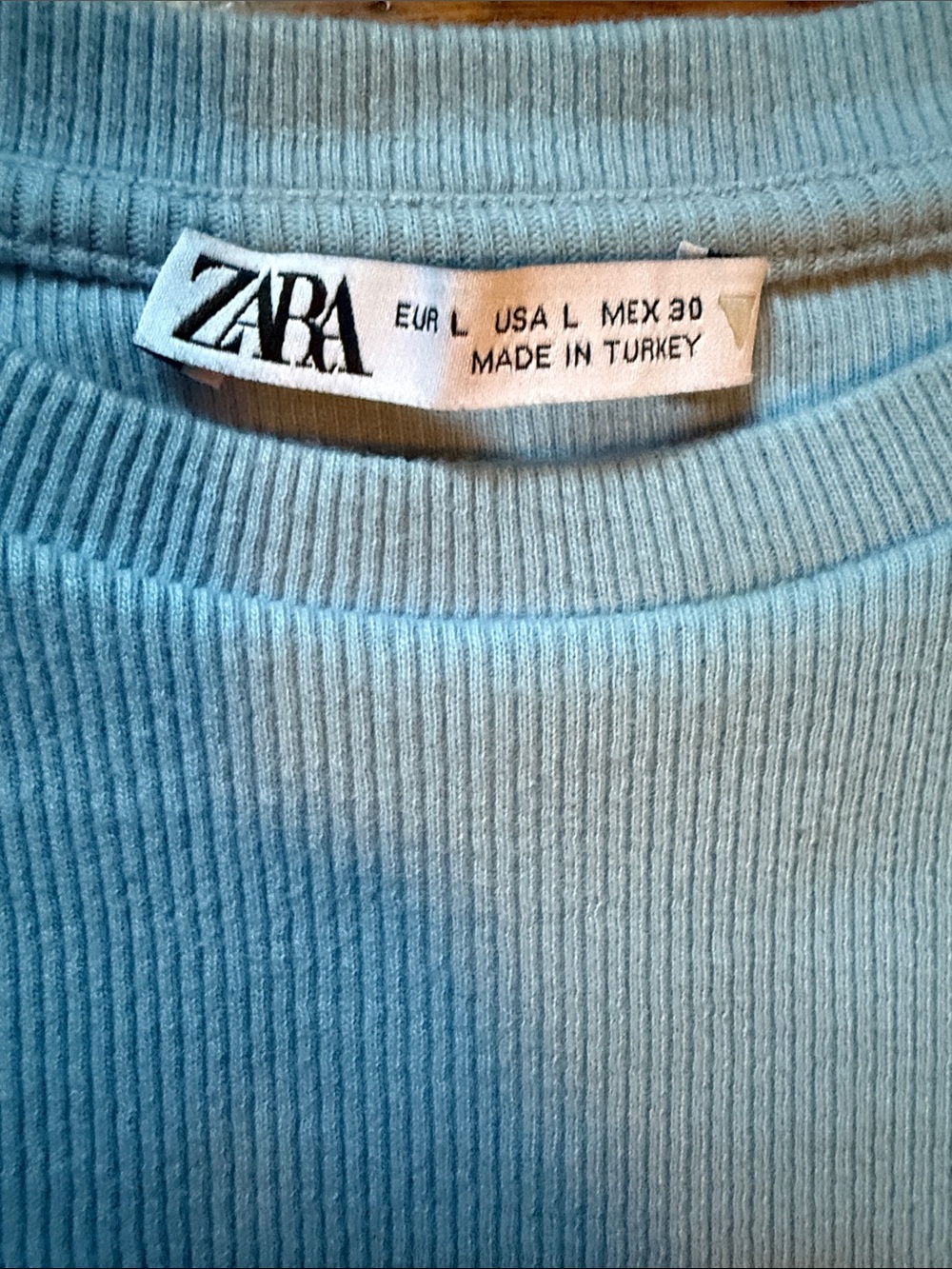 Zara Light Blue Ruffle Sleeve Ribbed Tank - Picture 2 of 2